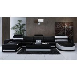 Modern U-soffa i äkta skinn, italiensk design